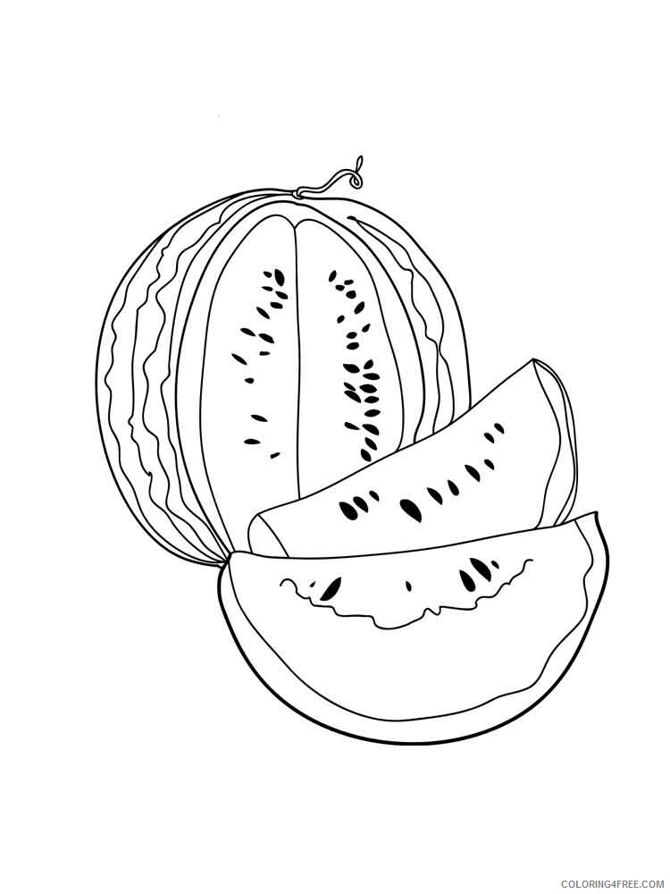 Watermelon Coloring Pages Fruits Food Watermelon fruits 3 Printable 2021 450 Coloring4free
