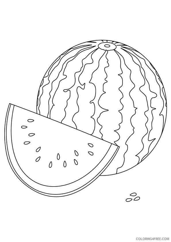Watermelon Coloring Pages Fruits Food crimson sweet watermelon Printable 2021 Coloring4free