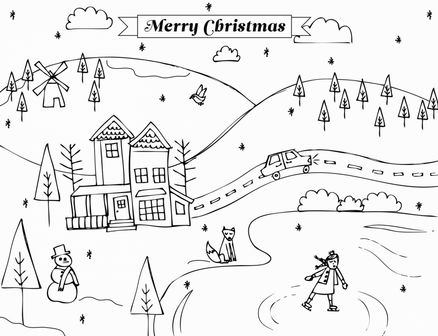Winter Coloring Pages Nature Winter Scene December Printable 2021 861 Coloring4free