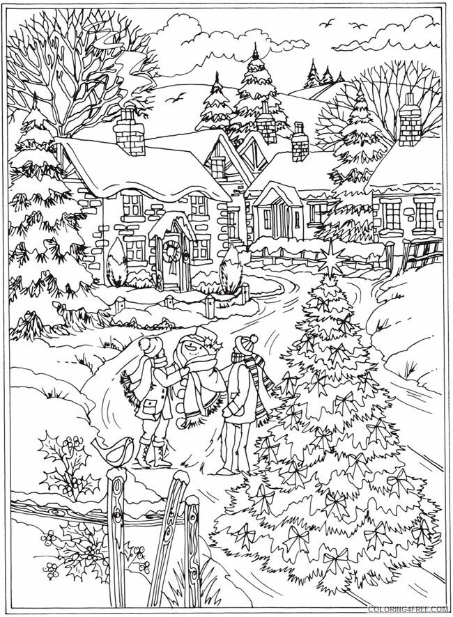 Winter Coloring Pages Nature Winter Scene Printable 2021 859 Coloring4free