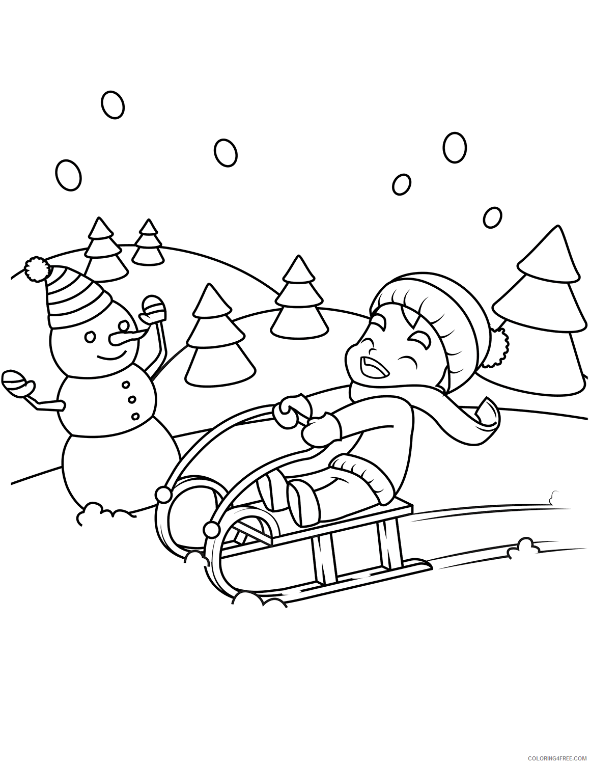 Winter Coloring Pages Nature Winter Scene Printable 2021 860 Coloring4free