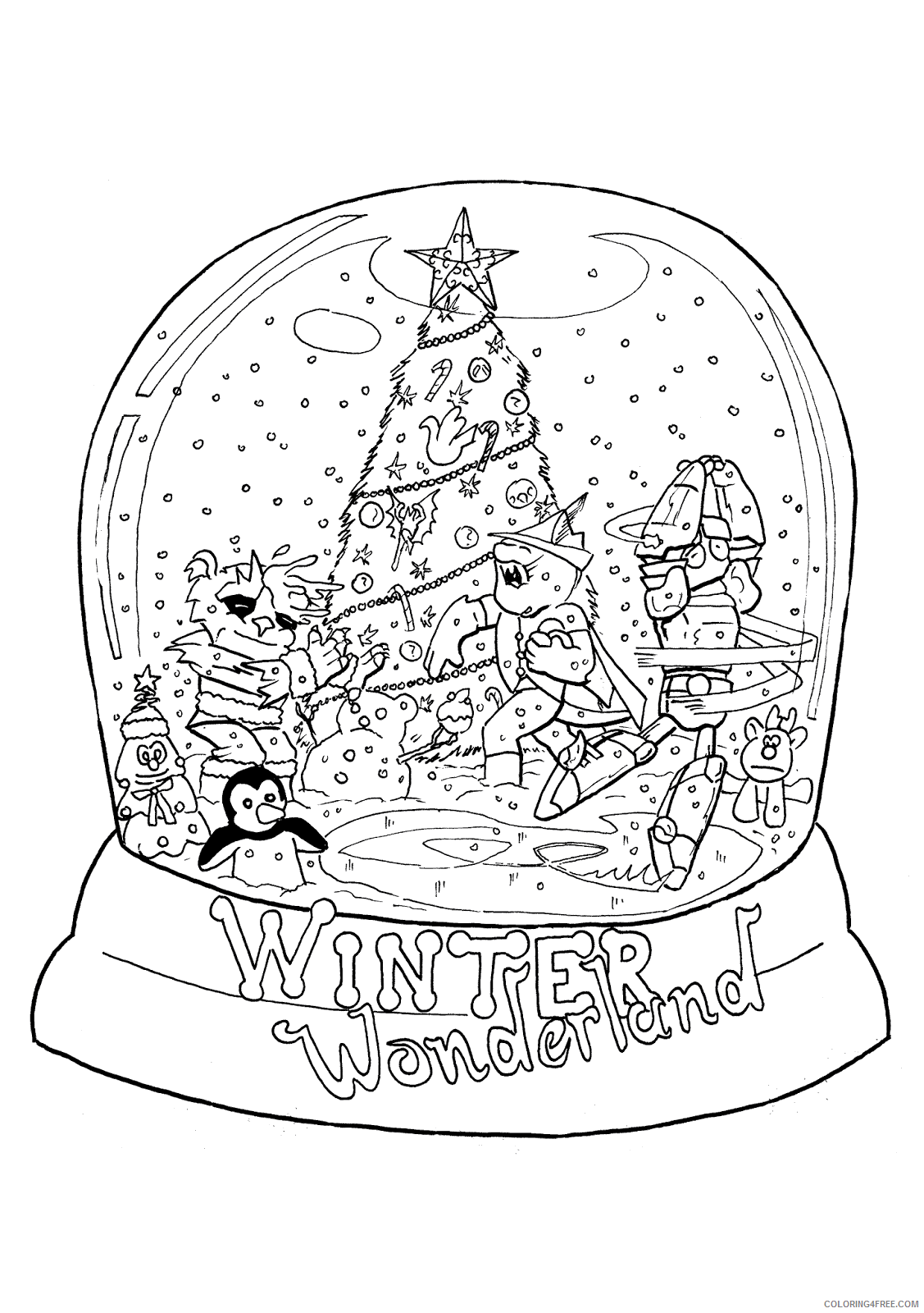 Winter Coloring Pages Nature Winter Wonderland Snowglobe Printable 2021 868 Coloring4free