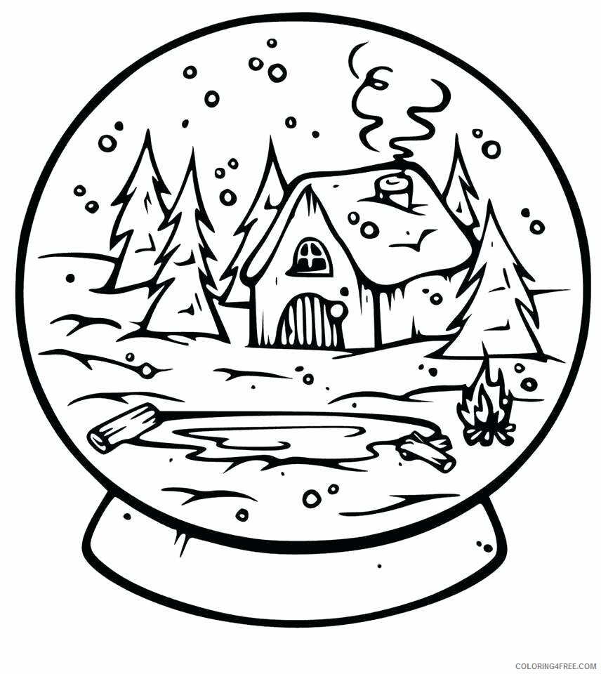 Winter Coloring Pages Nature Winter in the Woods Snowglobe Printable 2021 858 Coloring4free