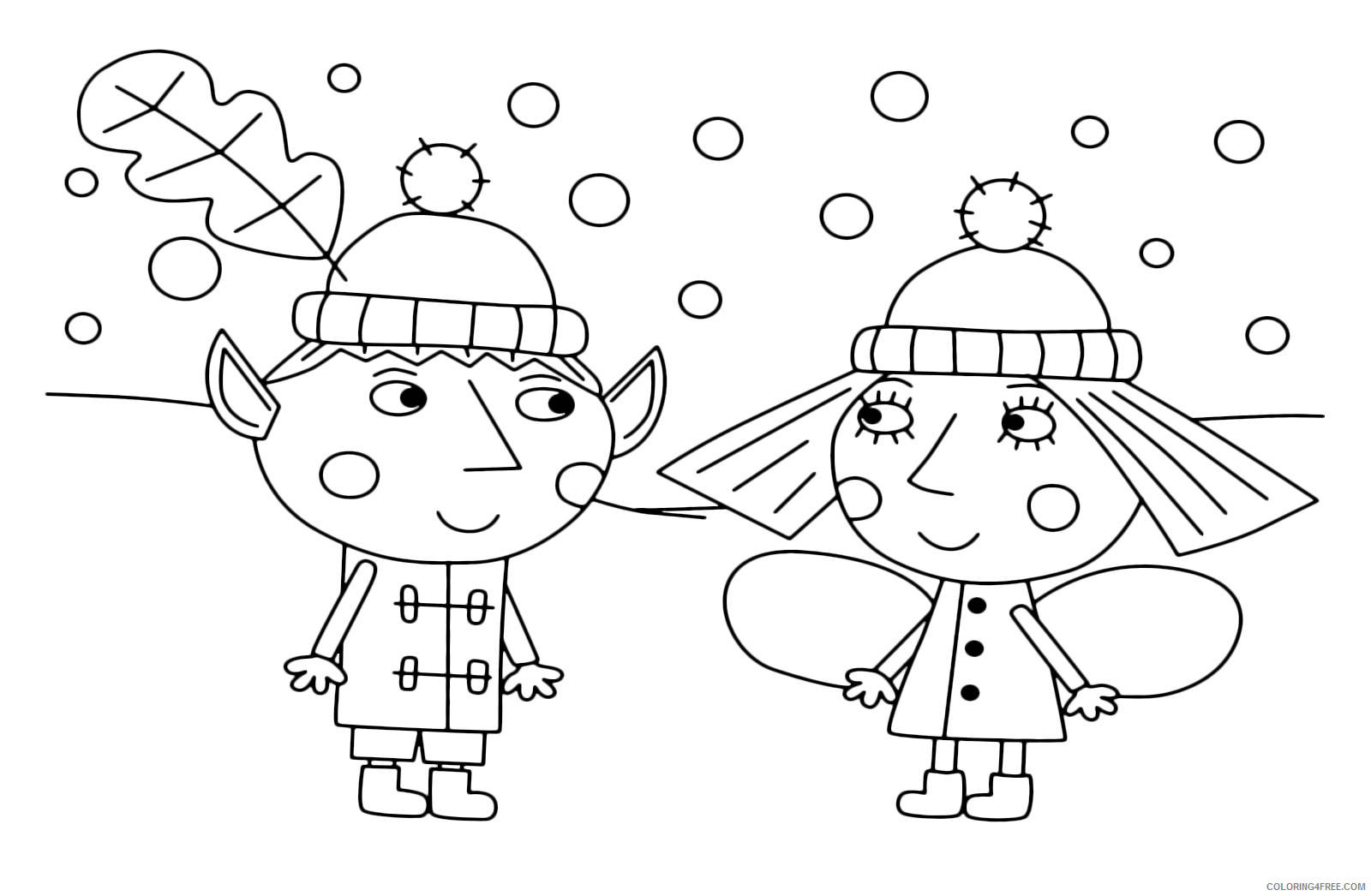 Winter Coloring Pages Nature ben and holly in the winter Printable 2021 799 Coloring4free