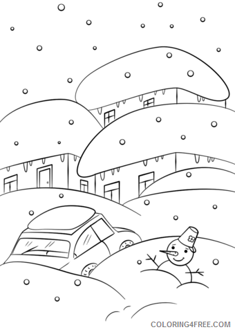 Winter Coloring Pages Nature village in winter a4 Printable 2021 797 Coloring4free