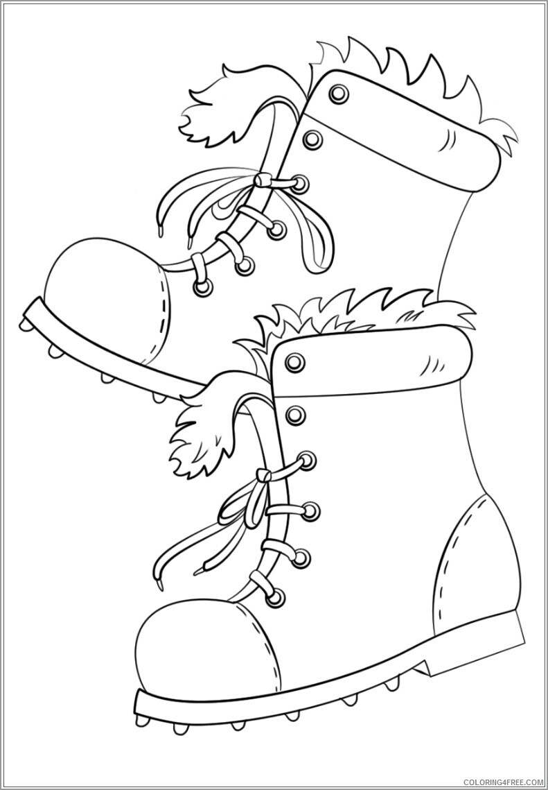 Winter Coloring Pages Nature winter boots Printable 2021 824 Coloring4free
