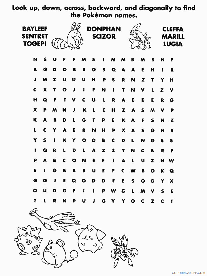 Word Search Pokemon Characters Printable Coloring Pages 46 2021 111 Coloring4free