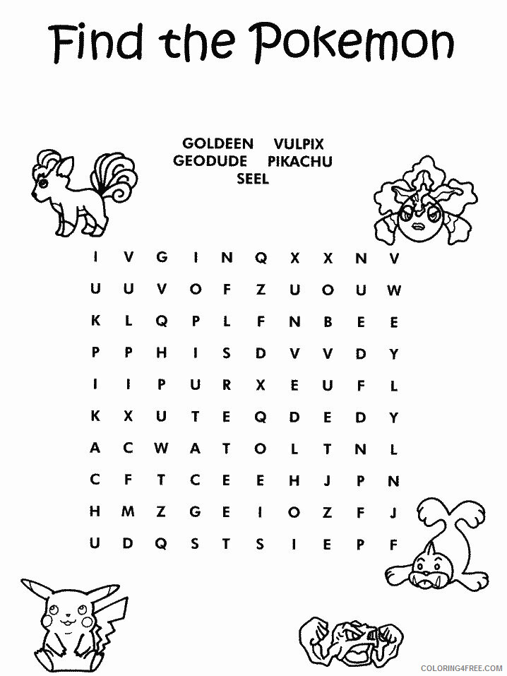 Word Search Pokemon Characters Printable Coloring Pages 82 2021 113 Coloring4free