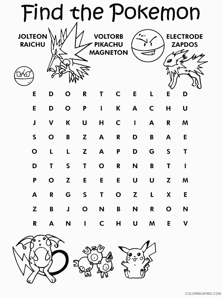 Word Search Pokemon Characters Printable Coloring Pages 85 2 2021 116 Coloring4free