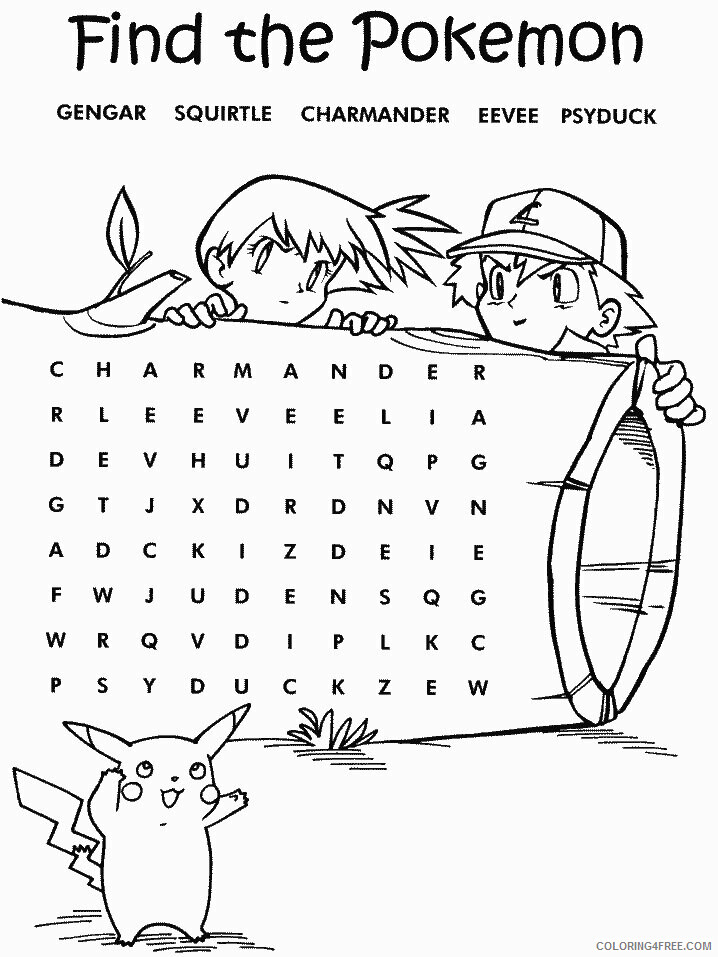 Word Search Pokemon Characters Printable Coloring Pages 87 2021 118 Coloring4free