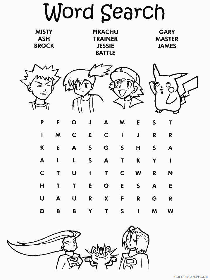 Word Search Pokemon Characters Printable Coloring Pages 90 2 2021 121 Coloring4free