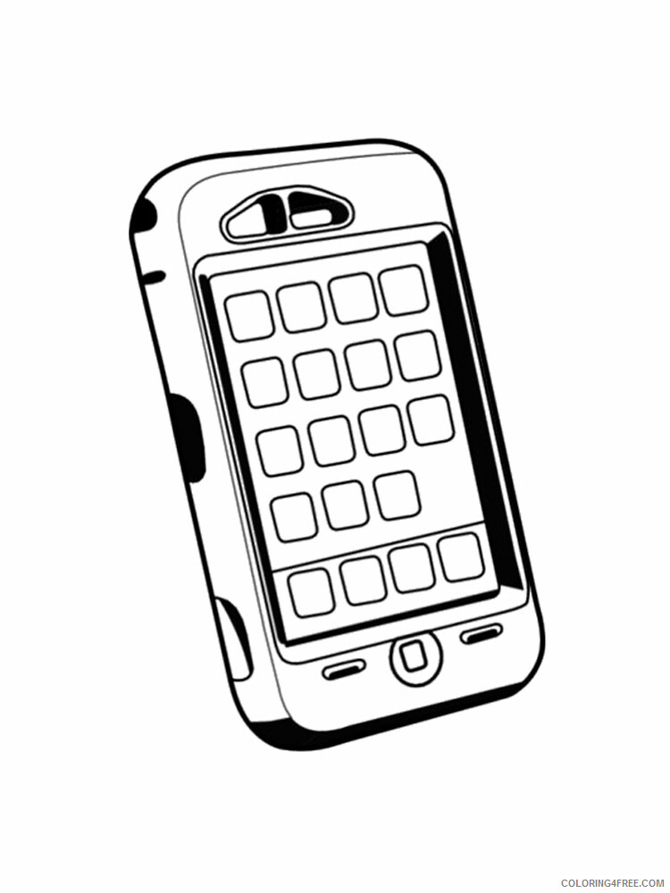 Cell Phone Coloring Pages Cell Phone 4 Printable 2021 1458 Coloring4free