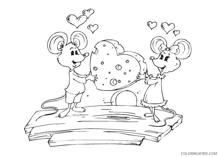 Cheese Coloring Pages Mice cheese and hearts Printable 2021 1475 Coloring4free