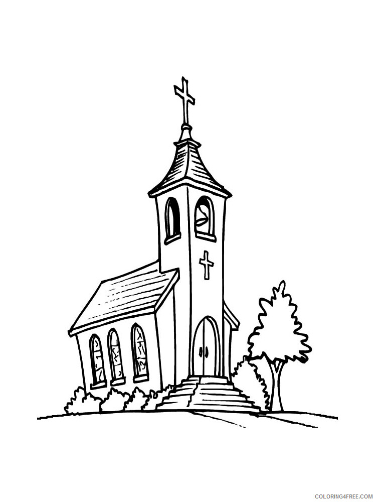 Church Coloring Pages Church 8 Printable 2021 1513 Coloring4free