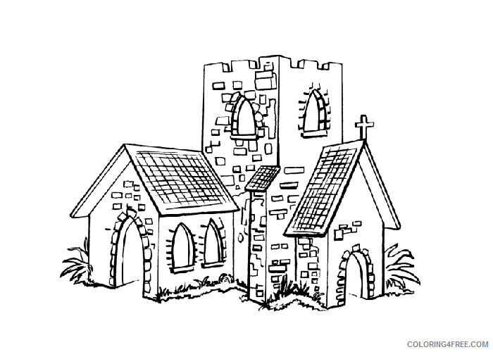 Church Coloring Pages Old church Printable 2021 1520 Coloring4free