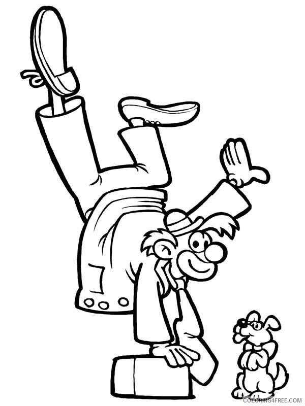 Circus Coloring Pages Circus Clown Standing with One Hand Printable 2021 1575 Coloring4free