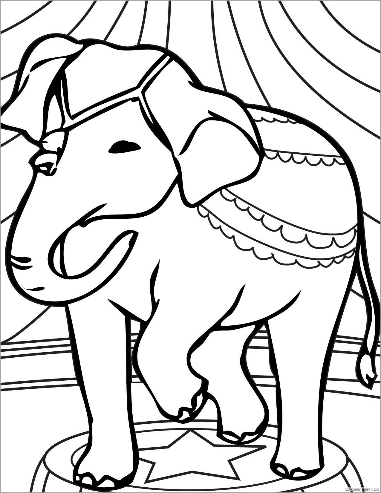 Circus Coloring Pages elephant circus animal Printable 2021 1605 Coloring4free
