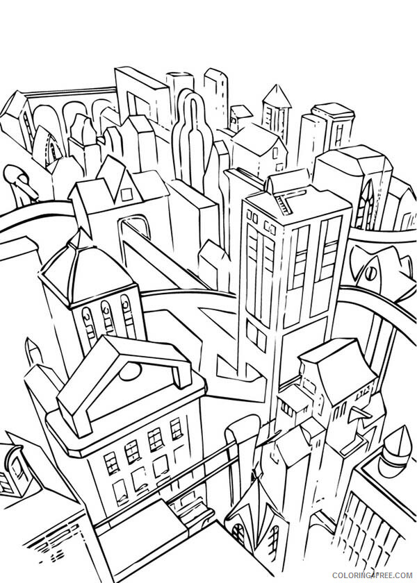 City Coloring Pages A City with So Many Building Printable 2021 1617 Coloring4free