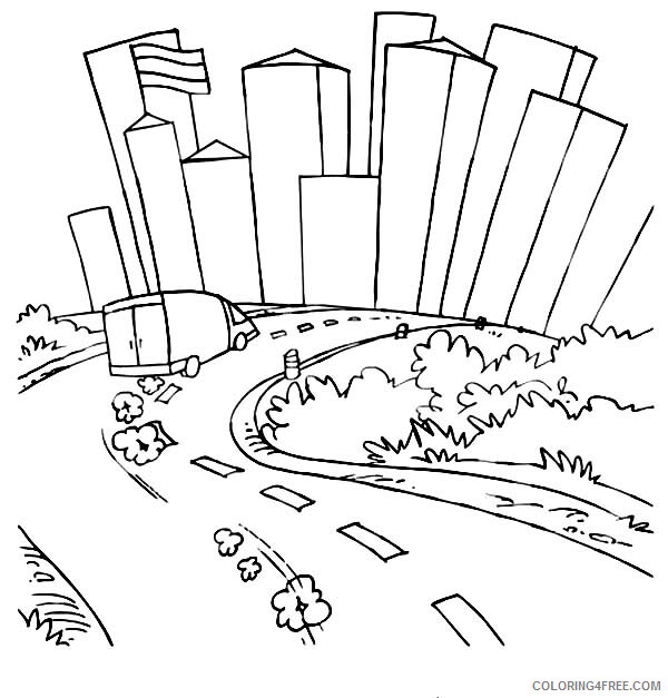 City Coloring Pages A Van Running Fast at City Road Printable 2021 1618 Coloring4free
