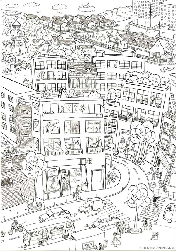 City Coloring Pages Beautiful Kids Drawing of City Printable 2021 1620 Coloring4free