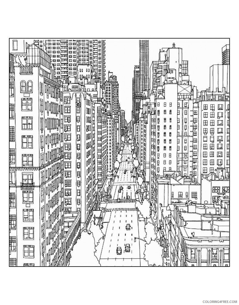 City Coloring Pages Big City Street Printable 2021 1621 Coloring4free