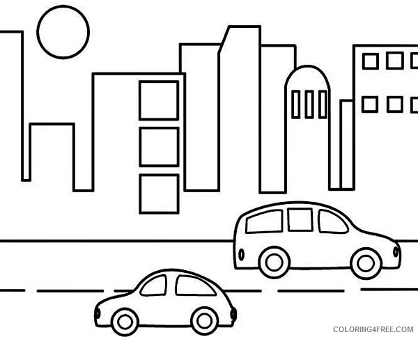 City Coloring Pages City Activity at Noon Printable 2021 1623 Coloring4free