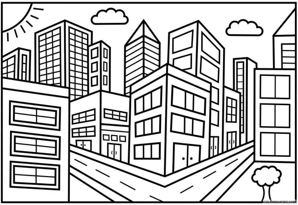 City Coloring Pages City Perspective Printable 2021 1637 Coloring4free