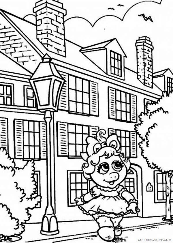 City Coloring Pages Miss Piggy is Walking at the City Printable 2021 1642 Coloring4free