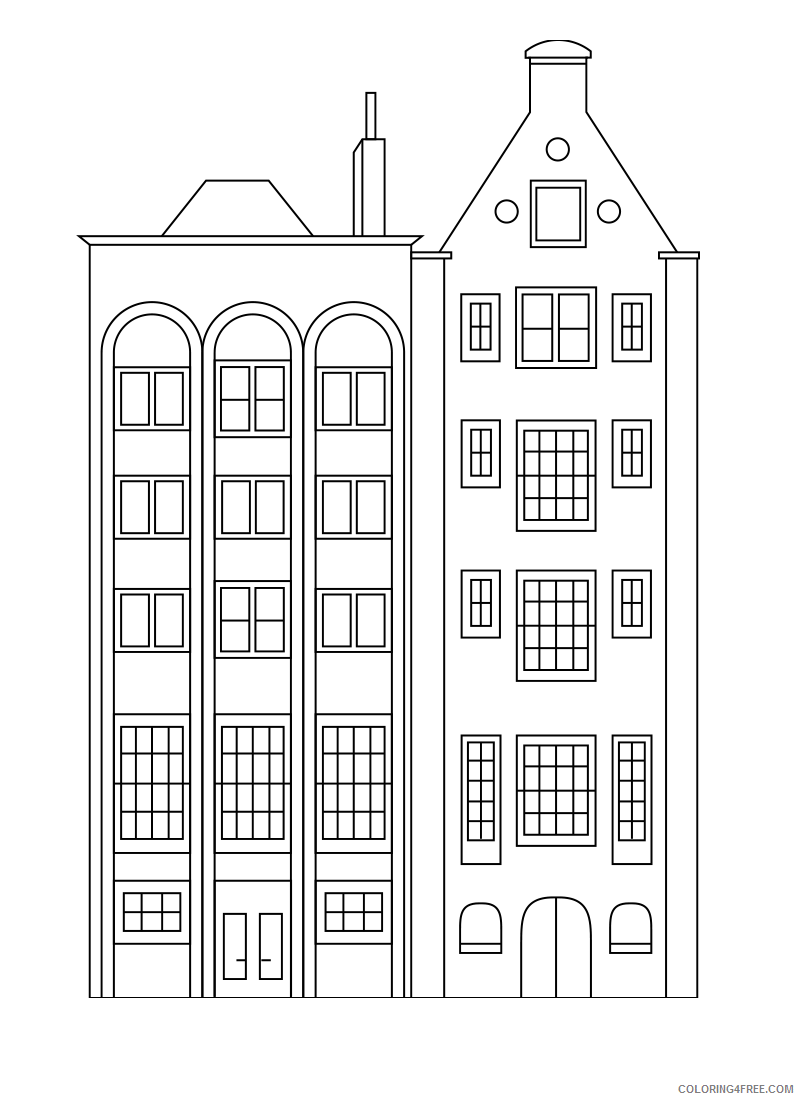 City Coloring Pages Simple City Building Printable 2021 1645 Coloring4free