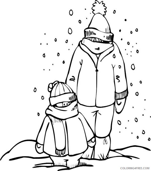 Clothing Coloring Pages Father and Son Wearing Winter Clothing Printable 2021 Coloring4free