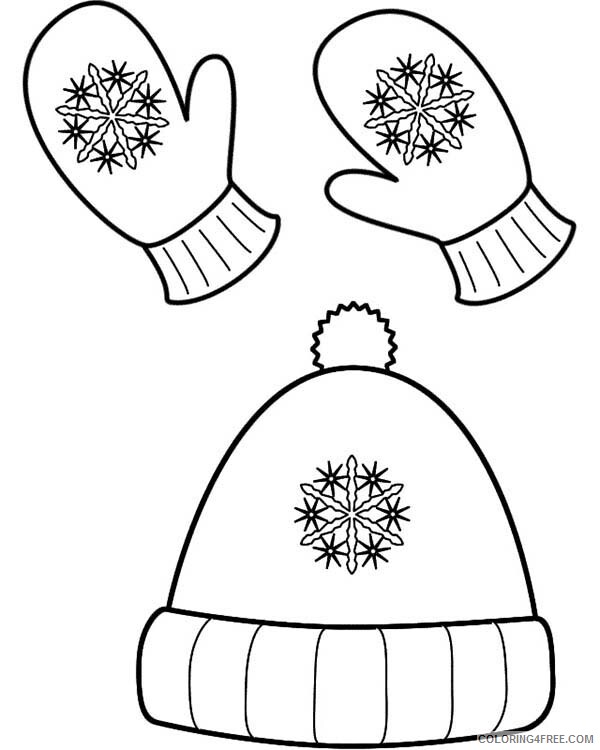 Clothing Coloring Pages Winter Season Hat and Mittens in Winter Printable 2021 1700 Coloring4free