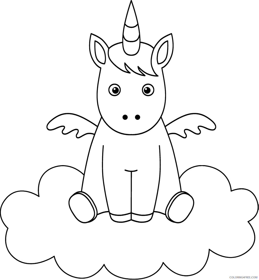 Cloud Coloring Pages little_unicorn_on_cloud a4 Printable 2021 1701 Coloring4free