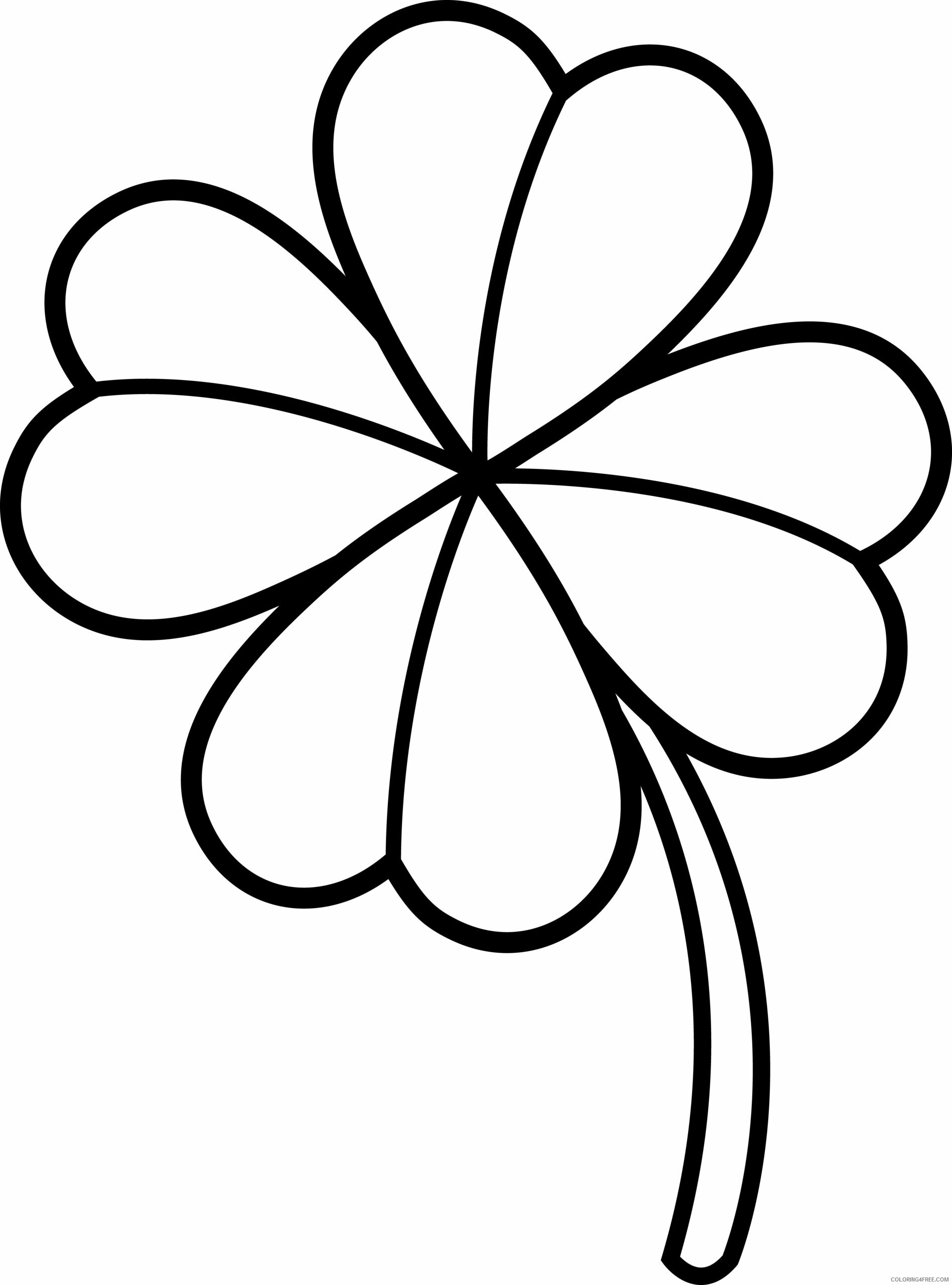 Clover Coloring Pages Easy Four Leaf Clover Printable 2021 1744 Coloring4free