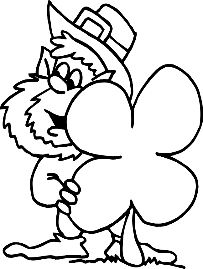 Clover Coloring Pages st patricks day leprechaun with four leaf Printable 2021 Coloring4free
