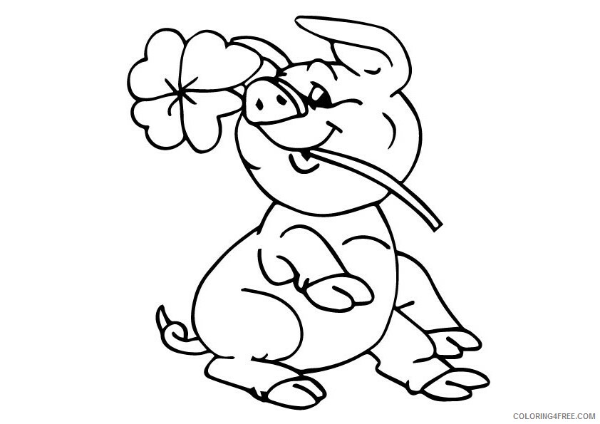 Clover Coloring Pages the pig with four leaf clover Printable 2021 1723 Coloring4free
