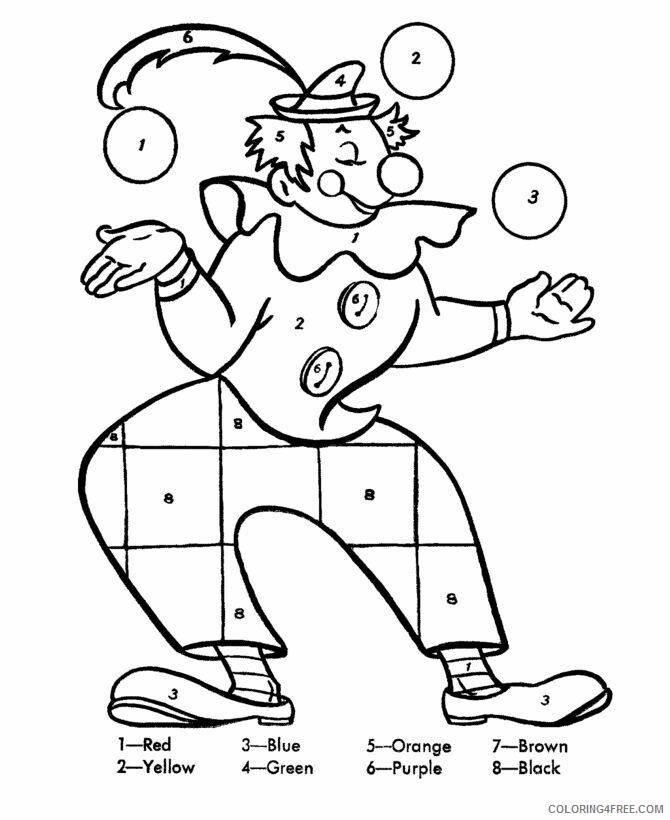 Clown Coloring Pages Clown By Numbers Printable 2021 1770 Coloring4free