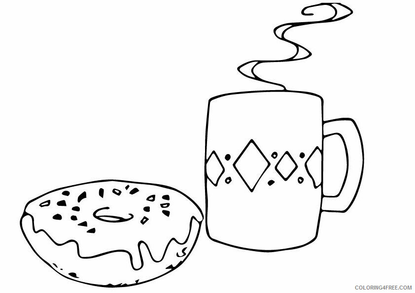 Coffee Coloring Pages Donut and Coffee Printable 2021 1836 Coloring4free