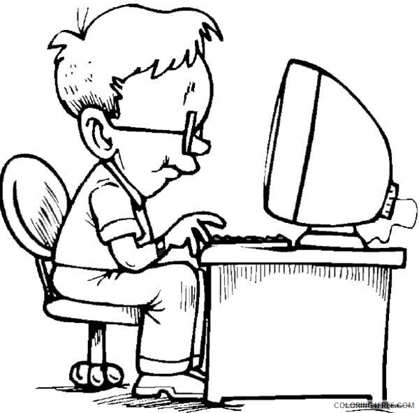 Computer Coloring Pages A Student Studying on Computer Printable 2021 1845 Coloring4free