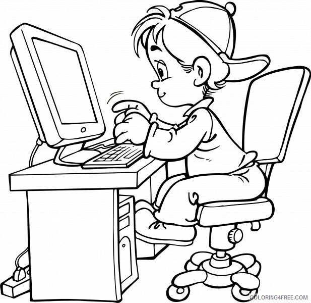 Computer Coloring Pages Boy on Computer Printable 2021 1846 Coloring4free