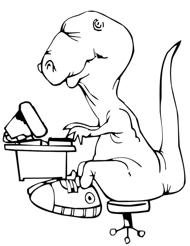 Computer Coloring Pages Dinosaur Computer Printable 2021 1861 Coloring4free