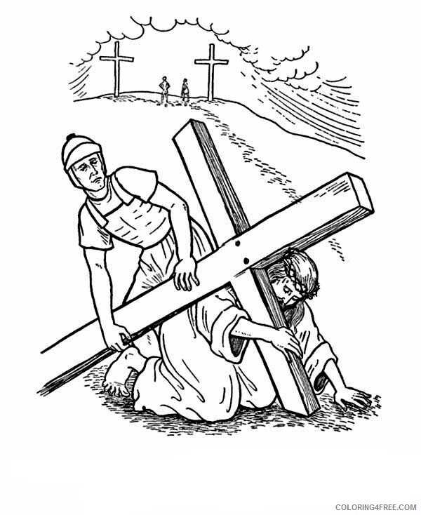 Cross Coloring Pages Carrying Cross Good Friday Printable 2021 1876 Coloring4free