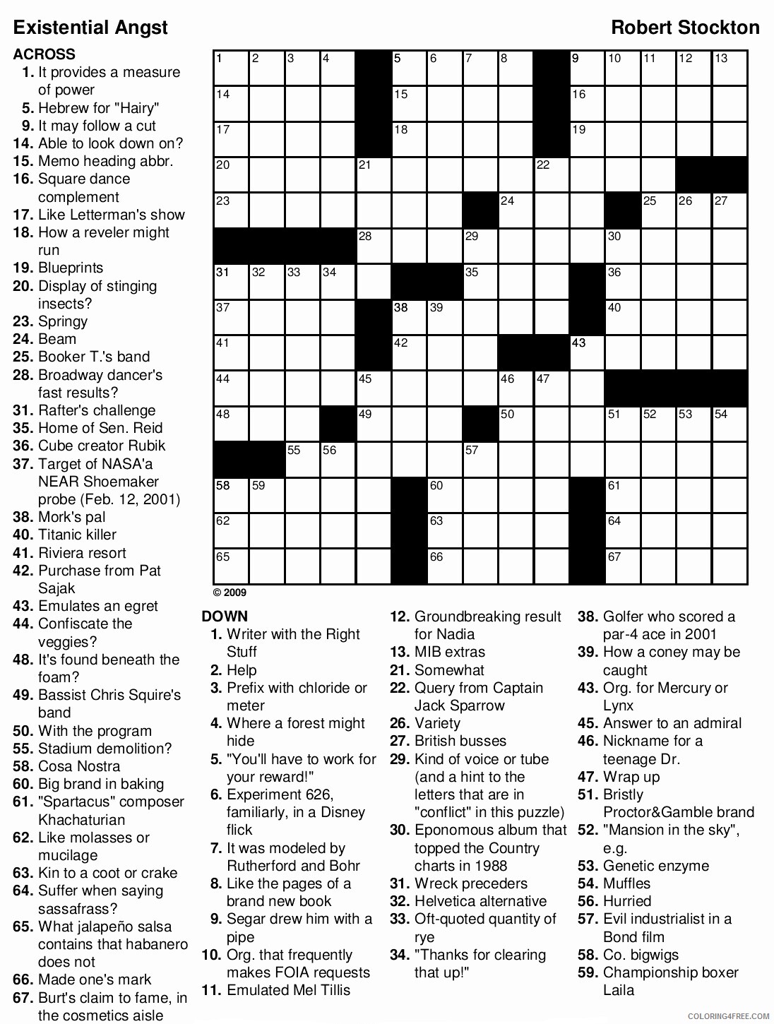 Crossword Puzzle Coloring Pages Crossword Puzzle for Adults 1 Printable 2021 1897 Coloring4free