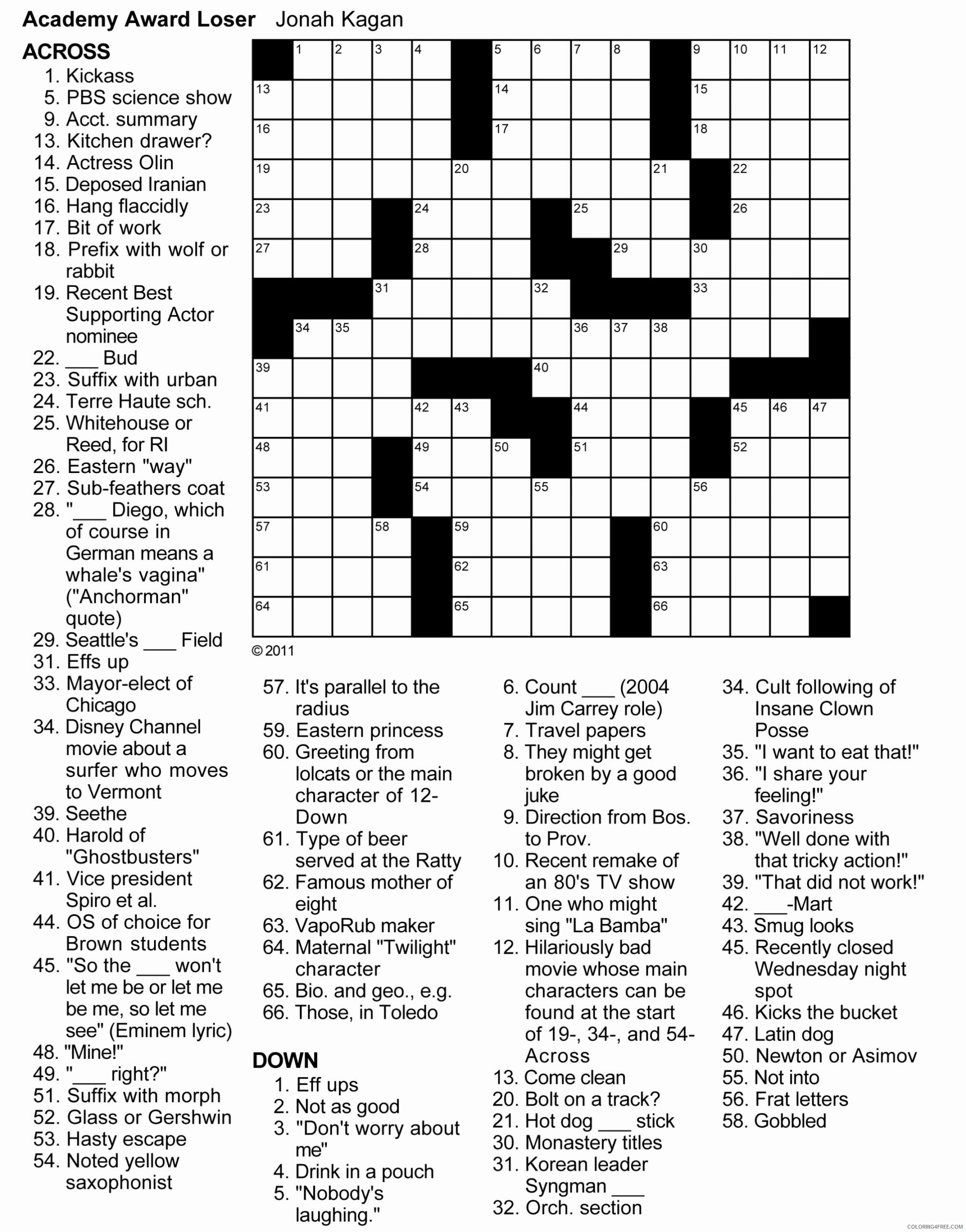 Crossword Puzzle Coloring Pages Crossword Puzzle for Adults Printable 2021 1896 Coloring4free
