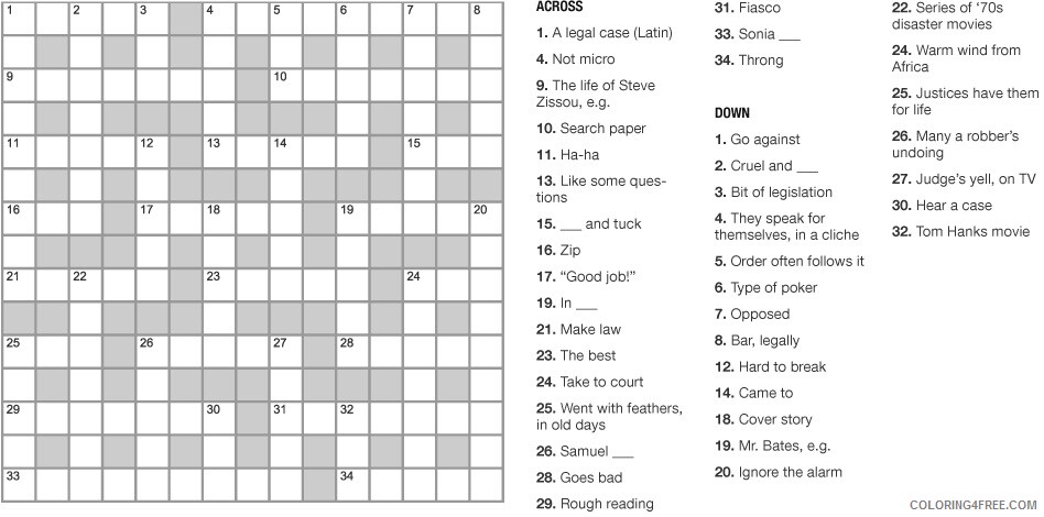 Crossword Puzzle Coloring Pages Crossword Puzzles for Adults Printable 2021 1898 Coloring4free