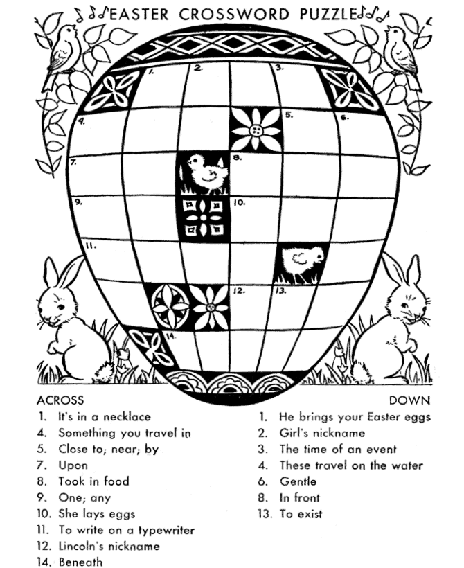 Crossword Puzzle Coloring Pages Easter Egg Crossword Puzzle Printable 2021 1900 Coloring4free