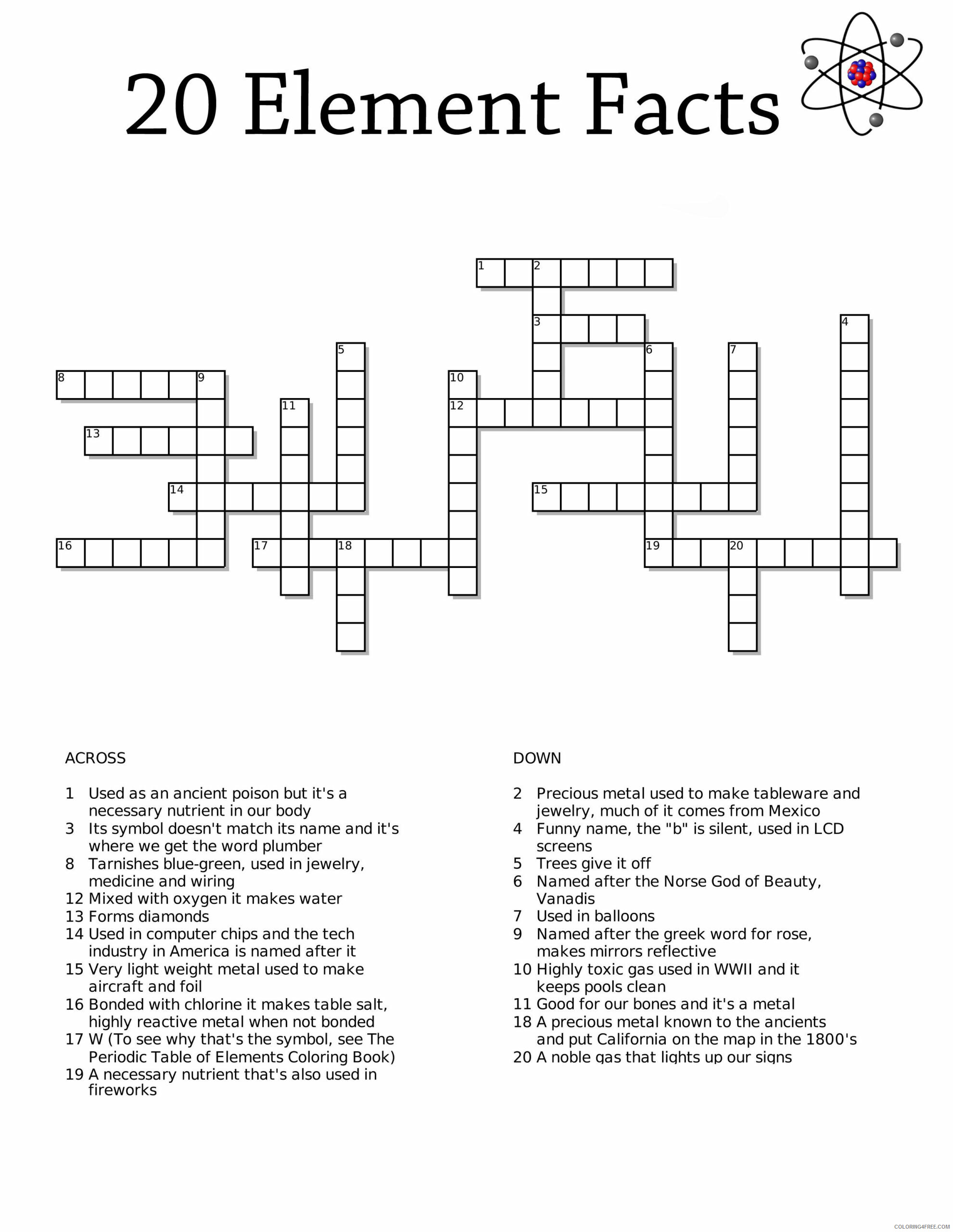 Crossword Puzzle Coloring Pages Elements Crossword Puzzle for Adults Print 2021 Coloring4free