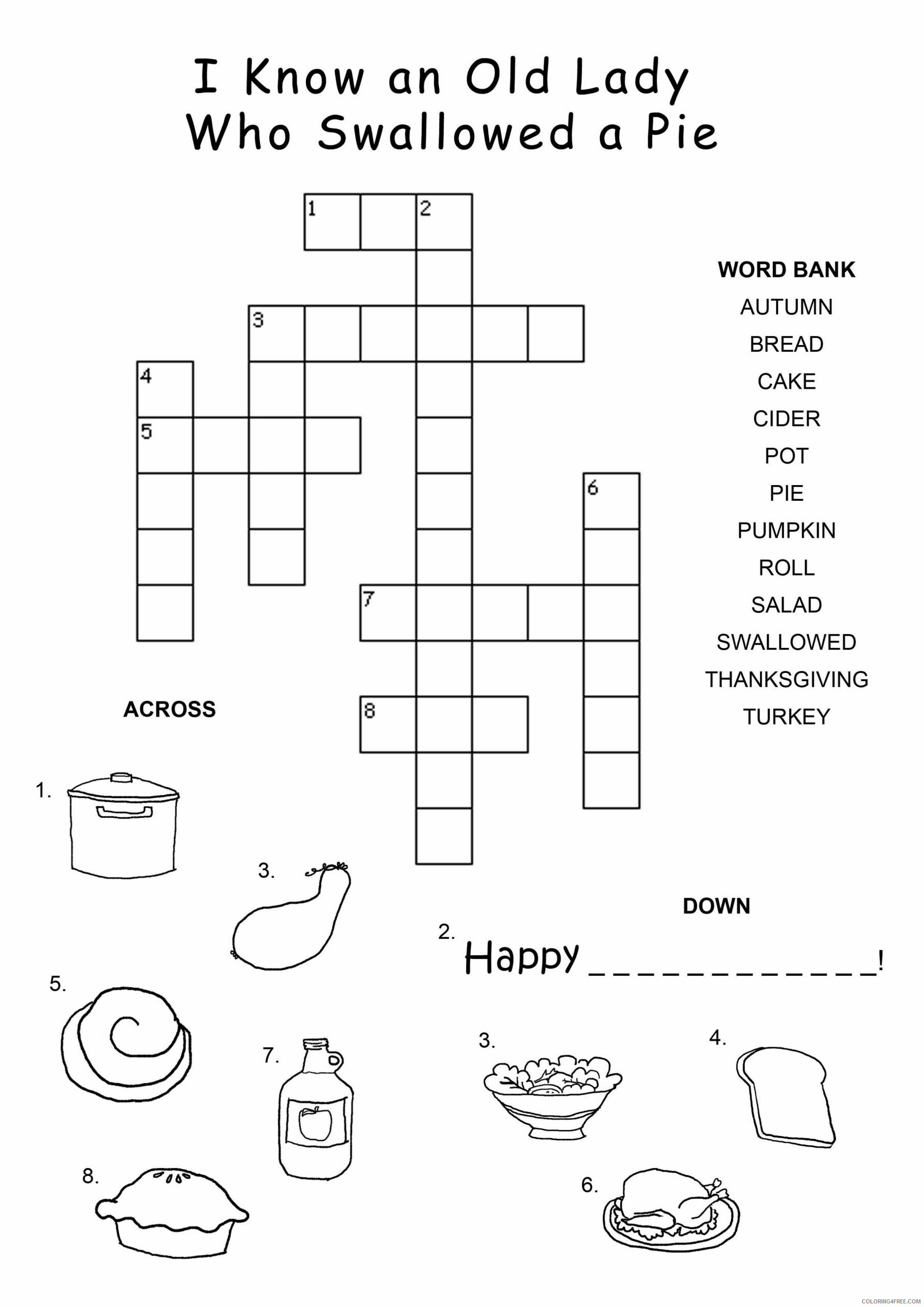 Crossword Puzzle Coloring Pages Free Crossword Puzzles For Kids Printable 2021 Coloring4free
