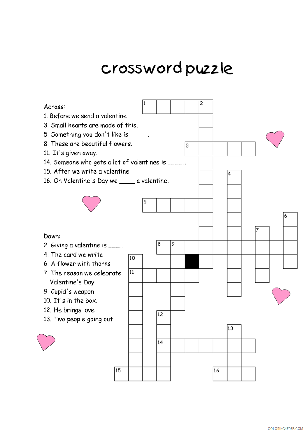 Crossword Puzzle Coloring Pages Free Crossword Puzzles For Kids Printable 2021 Coloring4free