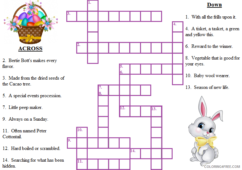 Crossword Puzzle Coloring Pages Free Easter Crossword Puzzle Printable 2021 1904 Coloring4free