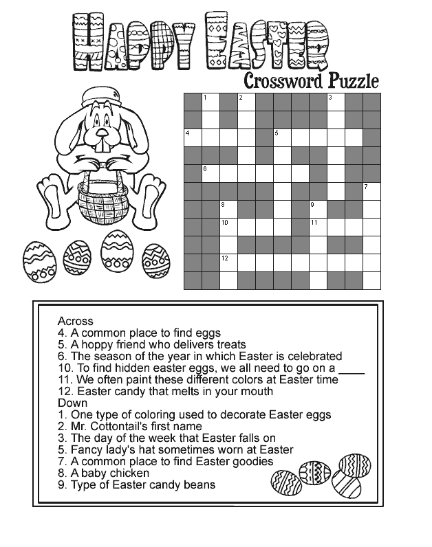 Crossword Puzzle Coloring Pages Happy Easter Crossword Puzzle Printable 2021 1906 Coloring4free